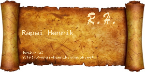 Rapai Henrik névjegykártya